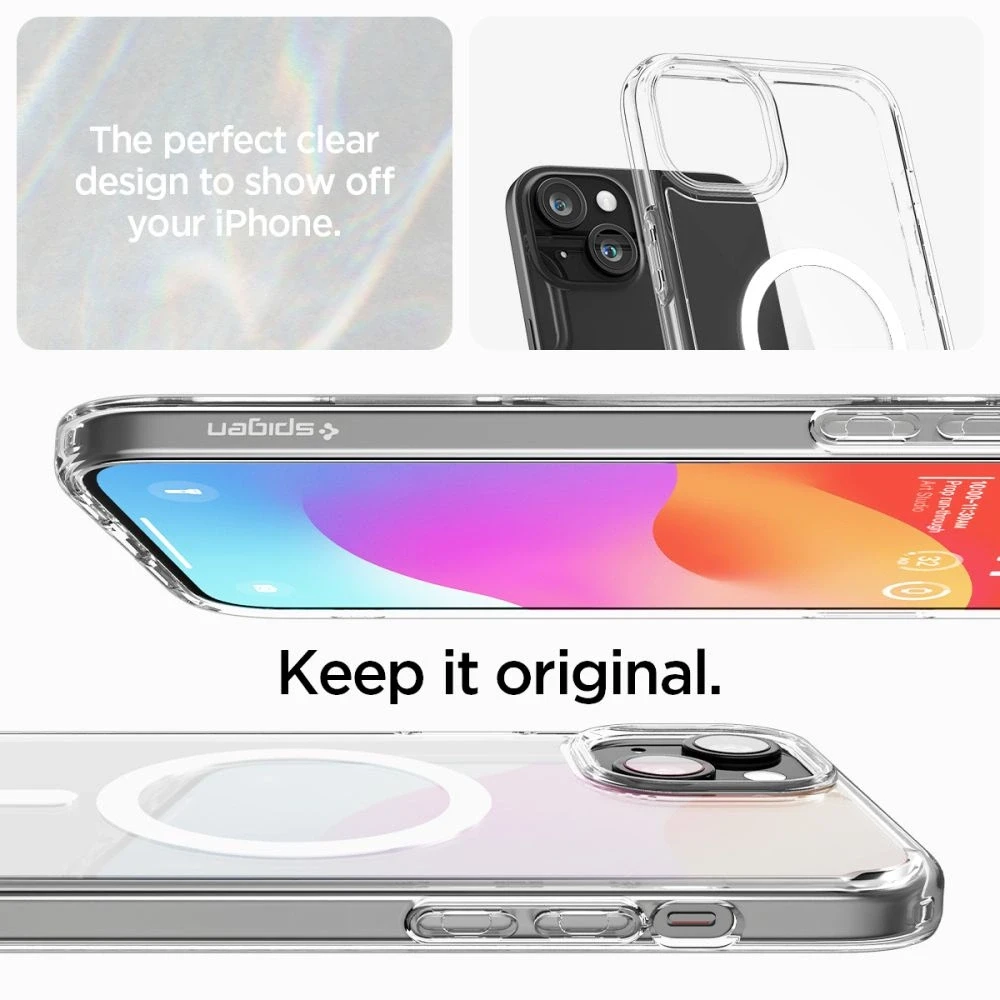 Spigen Ultra Hybrid (MagFit) dėklas skirtas Apple iPhone 15, spalva - Balta