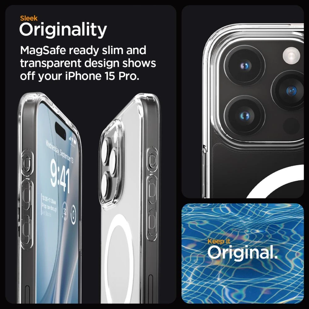 Spigen Ultra Hybrid (MagFit) dėklas skirtas Apple iPhone 15 Pro, Baltos spalvos
