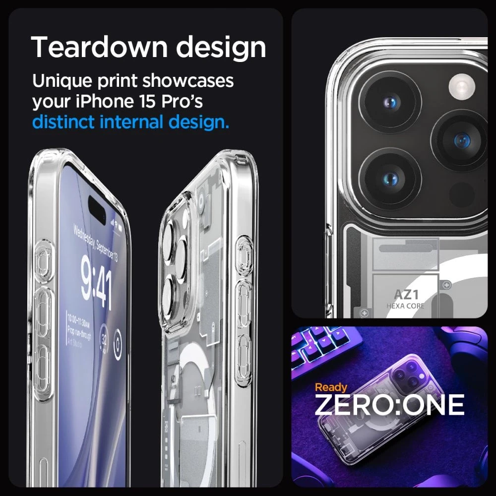 Spigen Ultra Hybrid Zero One (MagFit) dėklas skirtas Apple iPhone 15 Pro, spalva - Zero One White