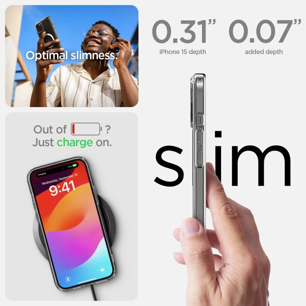 Spigen Ultra Hybrid (MagFit) dėklas skirtas Apple iPhone 15, spalva - Balta