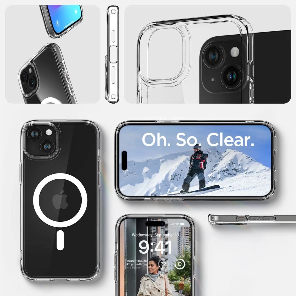 Spigen Ultra Hybrid (MagFit) dėklas skirtas Apple iPhone 15, spalva - Balta
