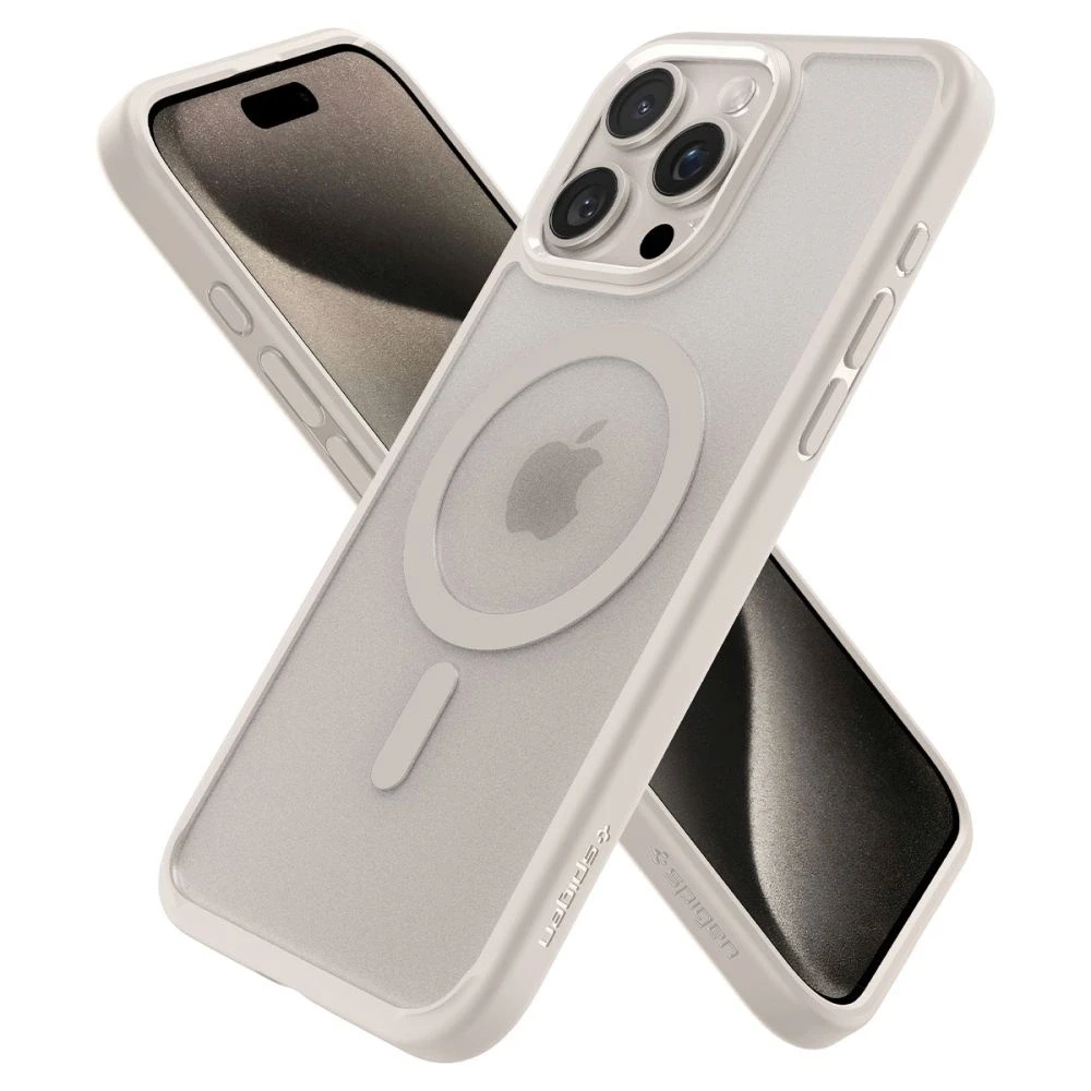 Spigen Ultra Hybrid (MagFit) dėklas skirtas Apple iPhone 15 Pro, spalva - Frost Natural Titanium