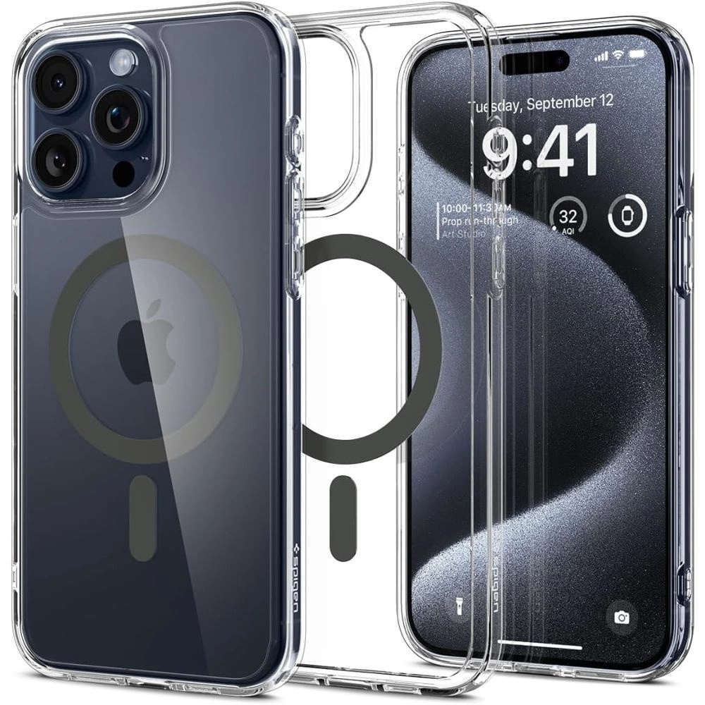 Spigen Ultra Hybrid (MagFit) dėklas skirtas Apple iPhone 15 Pro, Grafito spalvos
