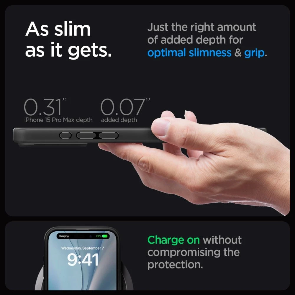 Spigen Ultra Hybrid (MagFit) dėklas skirtas Apple iPhone 15 Pro Max, spalva - Frost Black