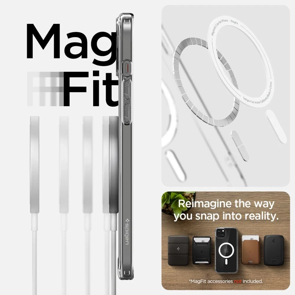 Spigen Ultra Hybrid (MagFit) dėklas skirtas Apple iPhone 15, spalva - Balta