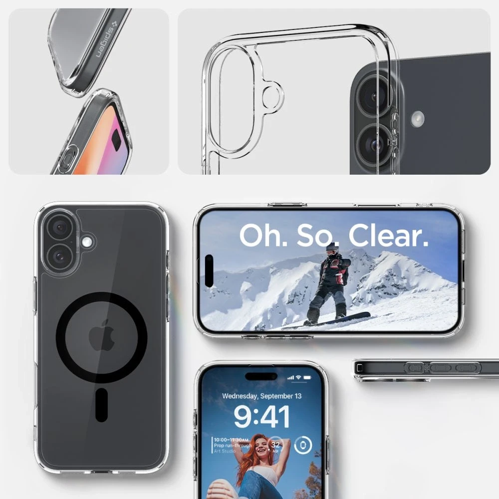 Spigen dėklas ULTRA HYBRID MAG compatible su MagSafe skirtas Apple iPhone 16 Plus juodos spalvos