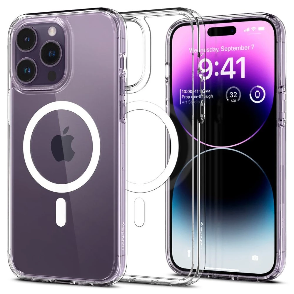 Spigen Ultra Hybrid (MagFit) dėklas skirtas Apple iPhone 14 Pro, spalva - Balta