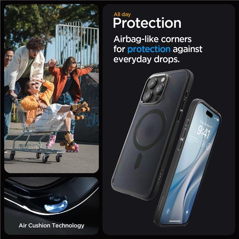Spigen Ultra Hybrid (MagFit) dėklas skirtas Apple iPhone 15 Pro Max, spalva - Frost Black