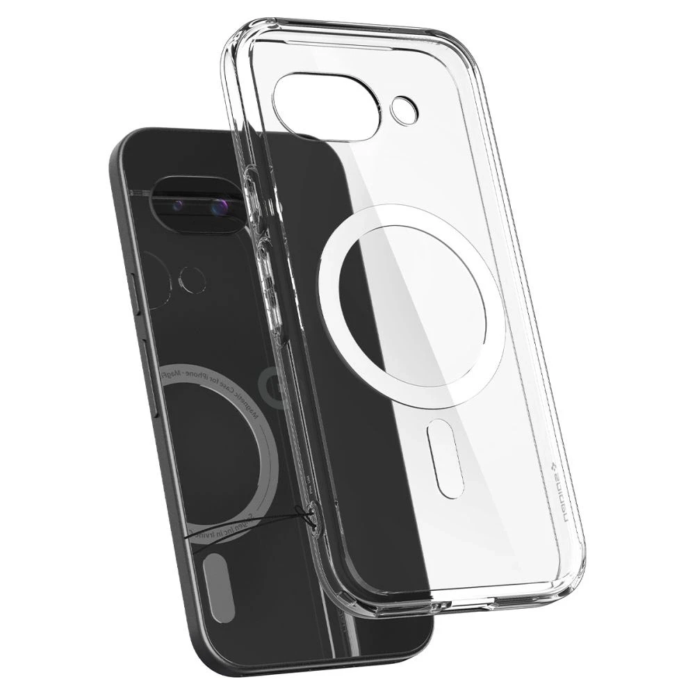 SPIGEN dėklas ULTRA HYBRID MAG suderinamas su MagSafe, skirtas GOOGLE PIXEL 9A skaidrus/baltas