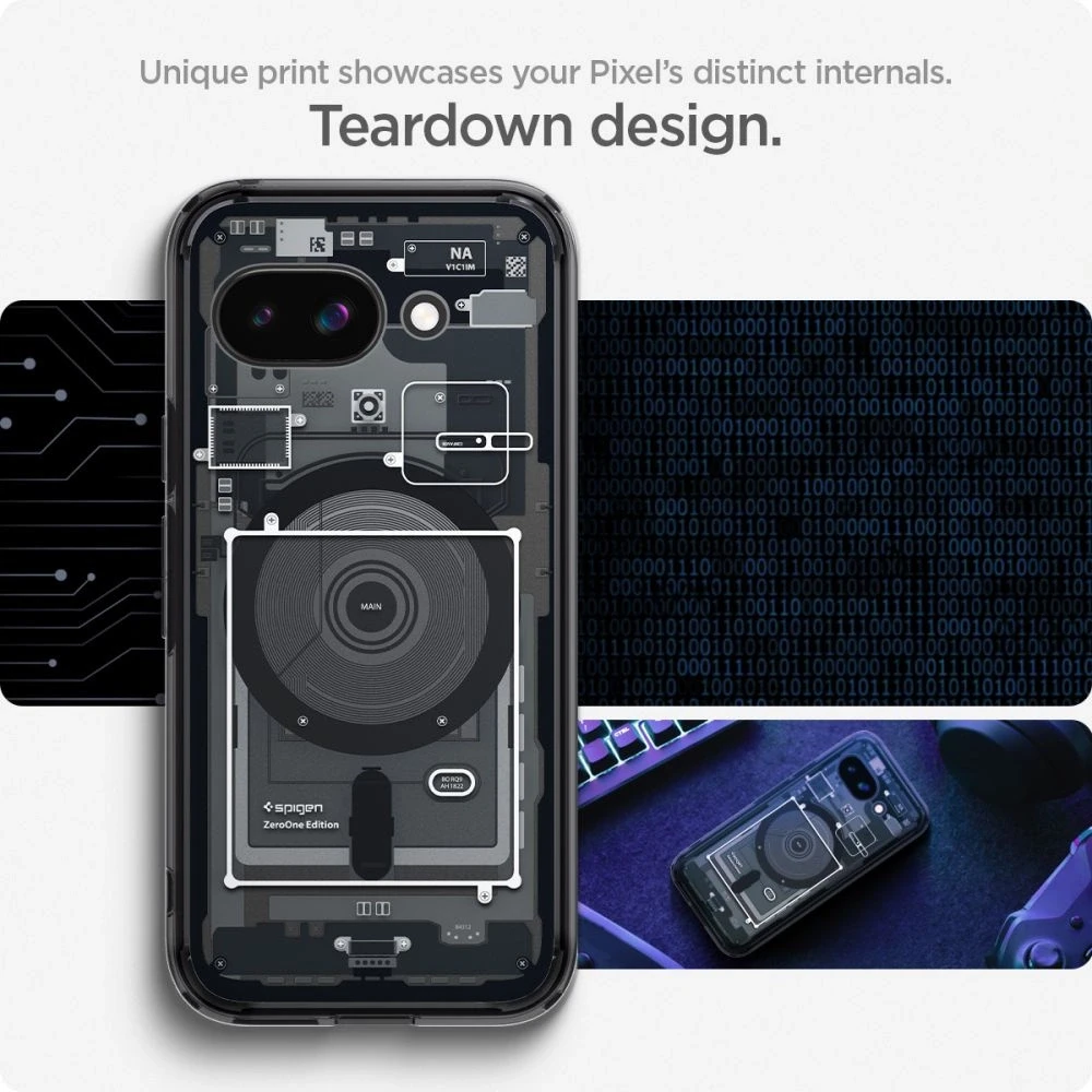 SPIGEN dėklas ULTRA HYBRID MAG suderinamas su MagSafe, skirtas GOOGLE PIXEL 9A zero one juodas
