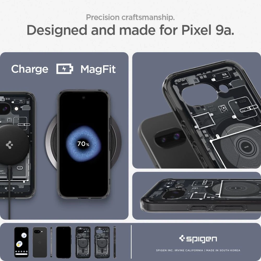 SPIGEN dėklas ULTRA HYBRID MAG suderinamas su MagSafe, skirtas GOOGLE PIXEL 9A zero one juodas