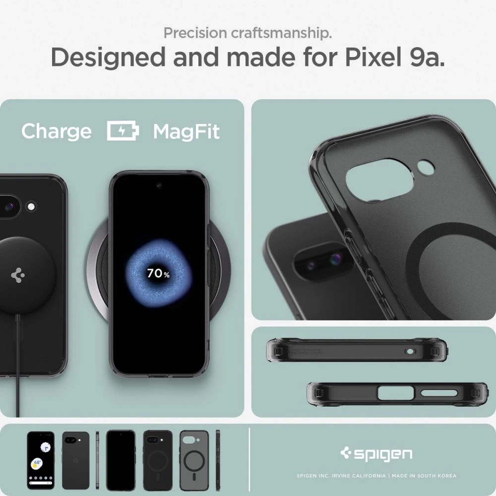 SPIGEN dėklas ULTRA HYBRID MAG suderinamas su MagSafe, skirtas GOOGLE PIXEL 9A frost juodas
