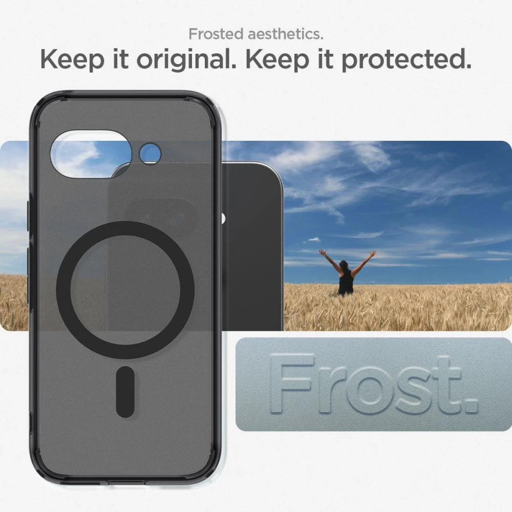 SPIGEN dėklas ULTRA HYBRID MAG suderinamas su MagSafe, skirtas GOOGLE PIXEL 9A frost juodas