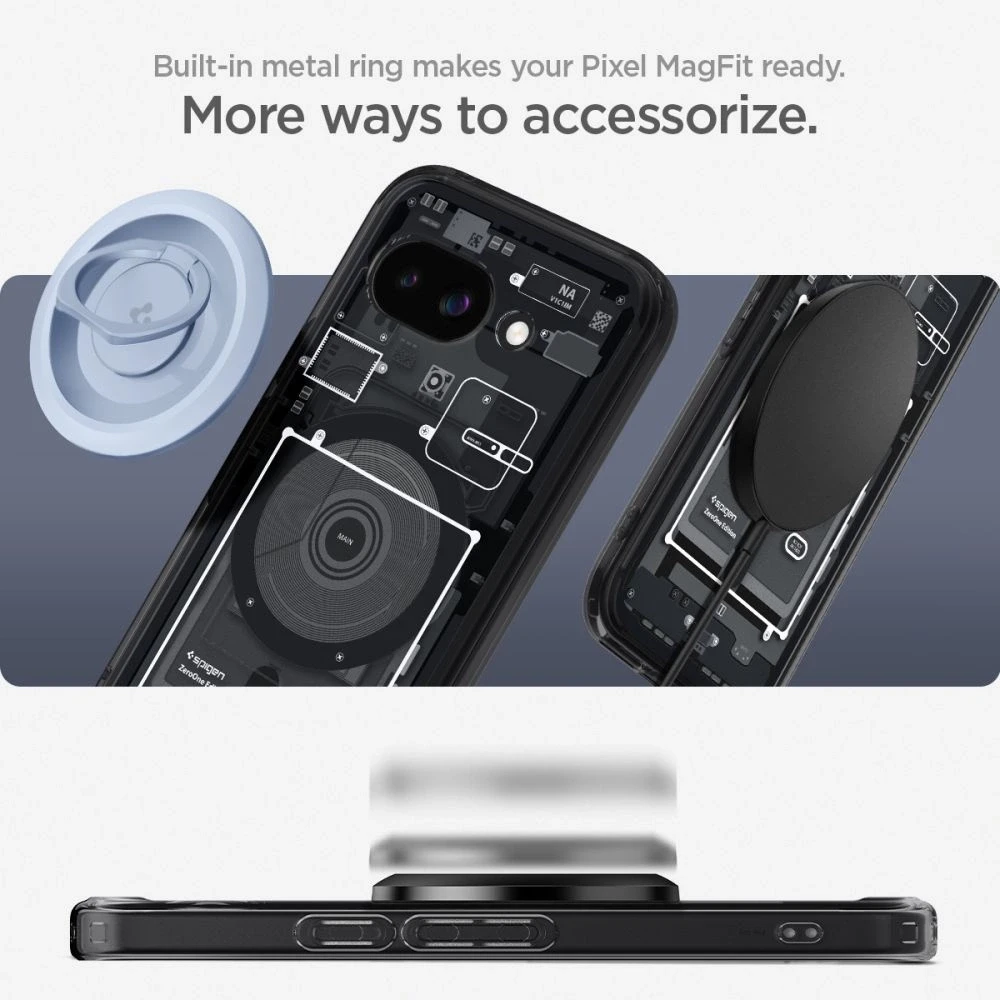 SPIGEN dėklas ULTRA HYBRID MAG suderinamas su MagSafe, skirtas GOOGLE PIXEL 9A zero one juodas