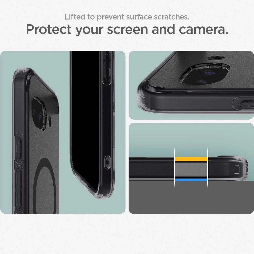 SPIGEN dėklas ULTRA HYBRID MAG suderinamas su MagSafe, skirtas GOOGLE PIXEL 9A frost juodas
