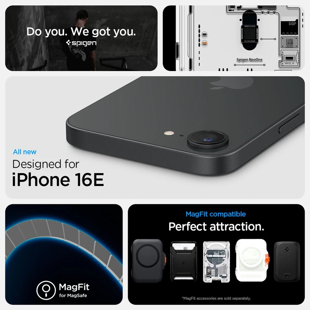 Spigen itin hibridinis „MagSafe“ dėklas, skirtas „iPhone 16e“ / „17e Neo One“ – skaidrus