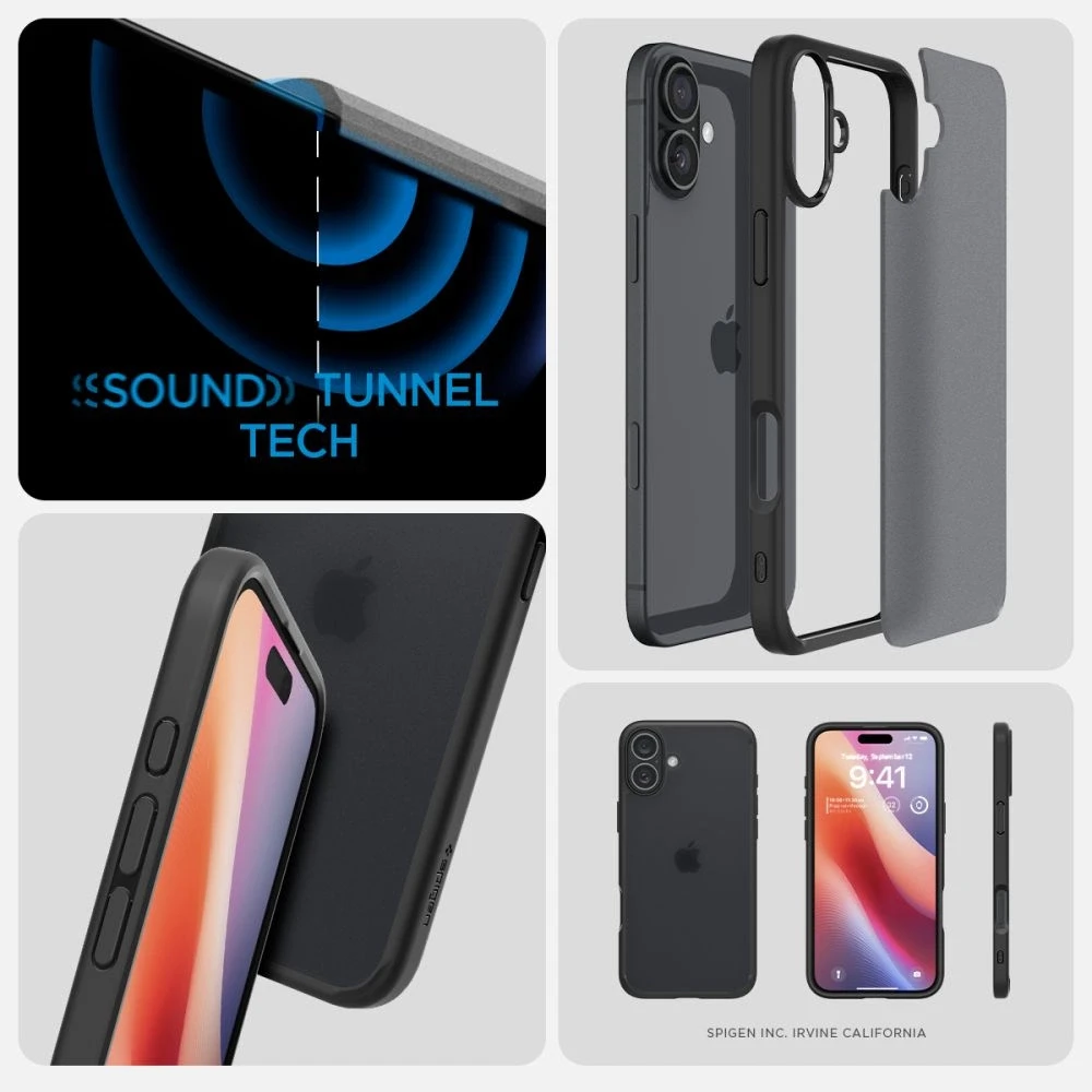 Dėklas Spigen Ultra Hybrid, frost juodos spalvos – Apple iPhone 16