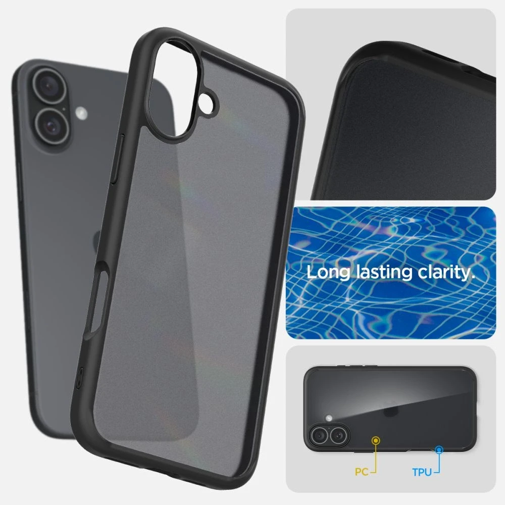 Dėklas Spigen Ultra Hybrid, frost juodos spalvos – Apple iPhone 16