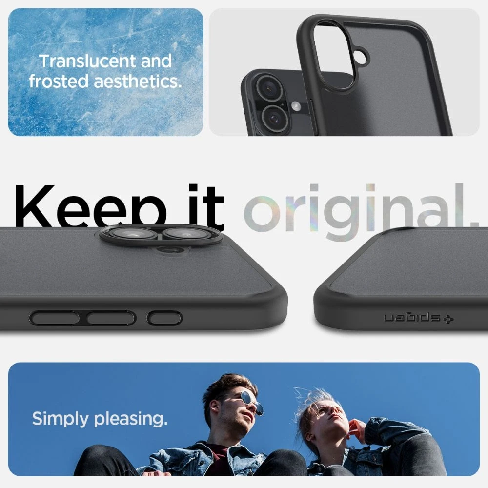 Dėklas Spigen Ultra Hybrid, frost juodos spalvos – Apple iPhone 16
