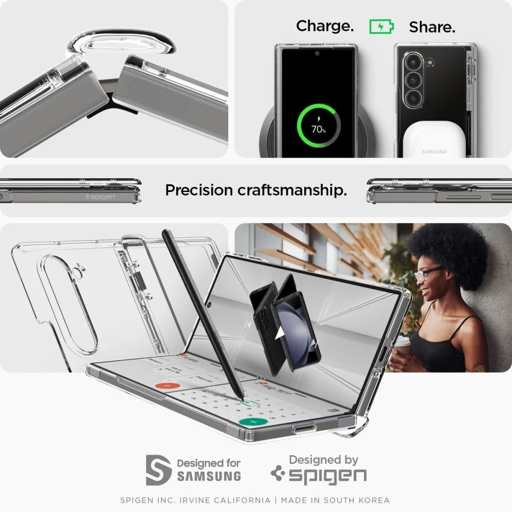 Dėklas „Spigen Ultra Hybrid Pro“, krištolo skaidrumo – „Samsung Galaxy Z Fold6“