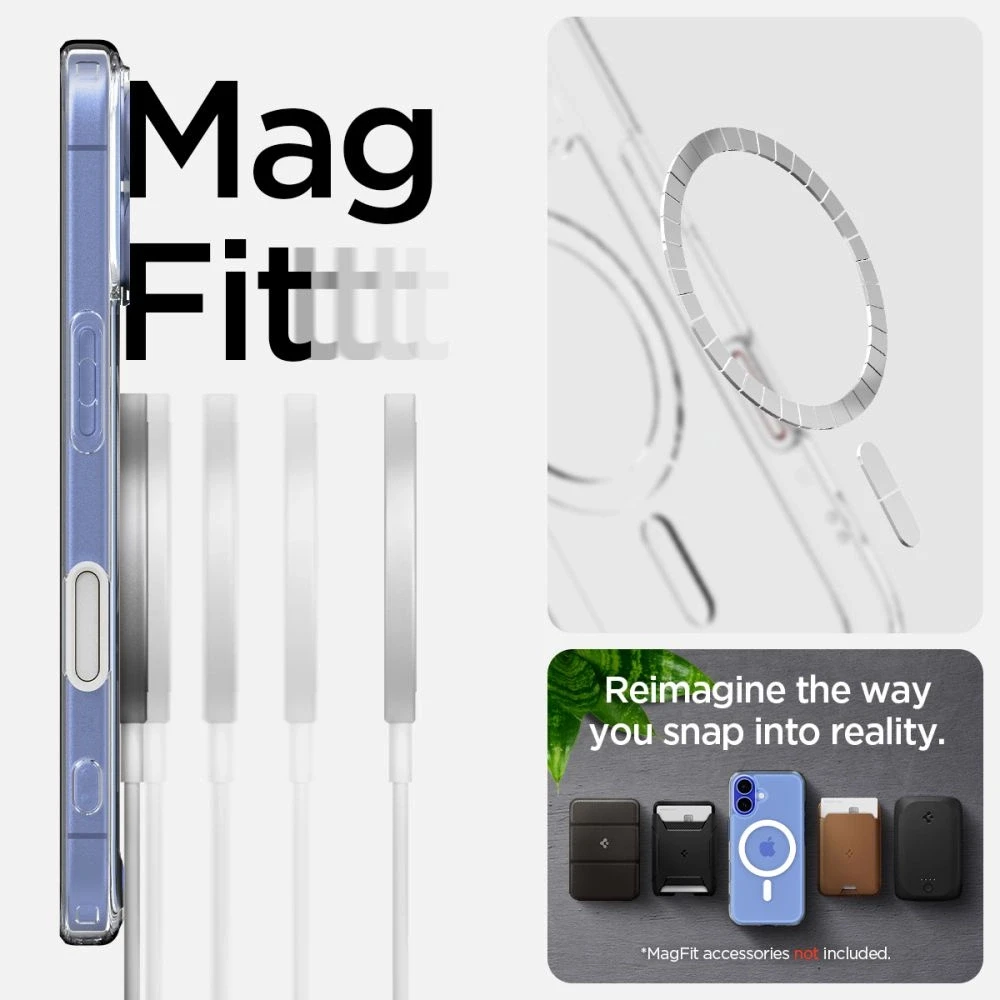 „Spigen Ultra Hybrid“ „T“ „MagSafe“ dėklas iPhone 16 telefonui – Baltas