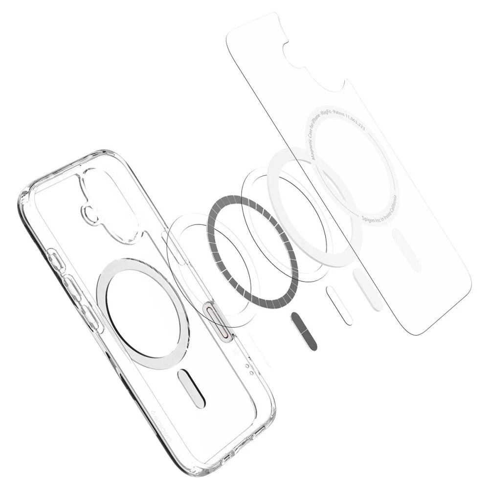„Spigen Ultra Hybrid“ „T“ „MagSafe“ dėklas iPhone 16 telefonui – Baltas