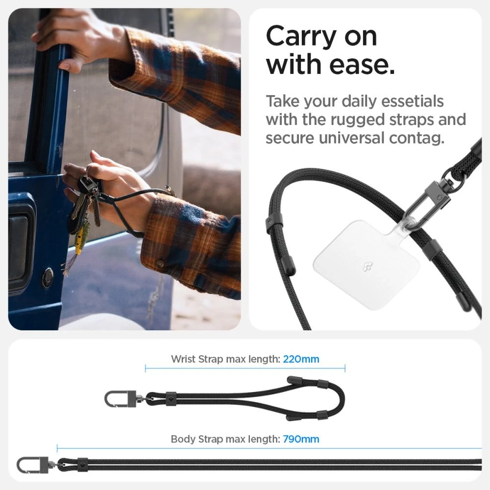 Spigen Universal Strap Set Lanyard and Pendant - Juodas
