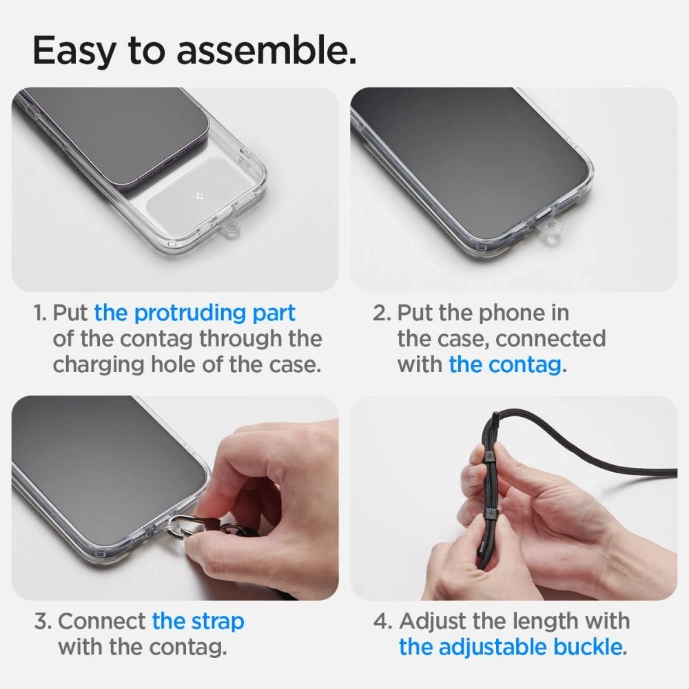 Spigen Universal Strap Set Lanyard and Pendant - Juodas