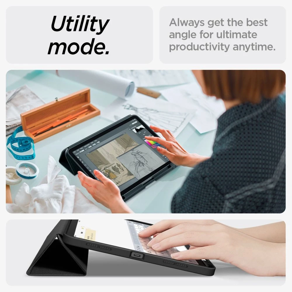 Apple iPad Air 10.9 (4gen / 5gen) / 11.00 (6gen) Spigen Urban Fit dėklas planšetiniam kompiuteriui juodos spalvos