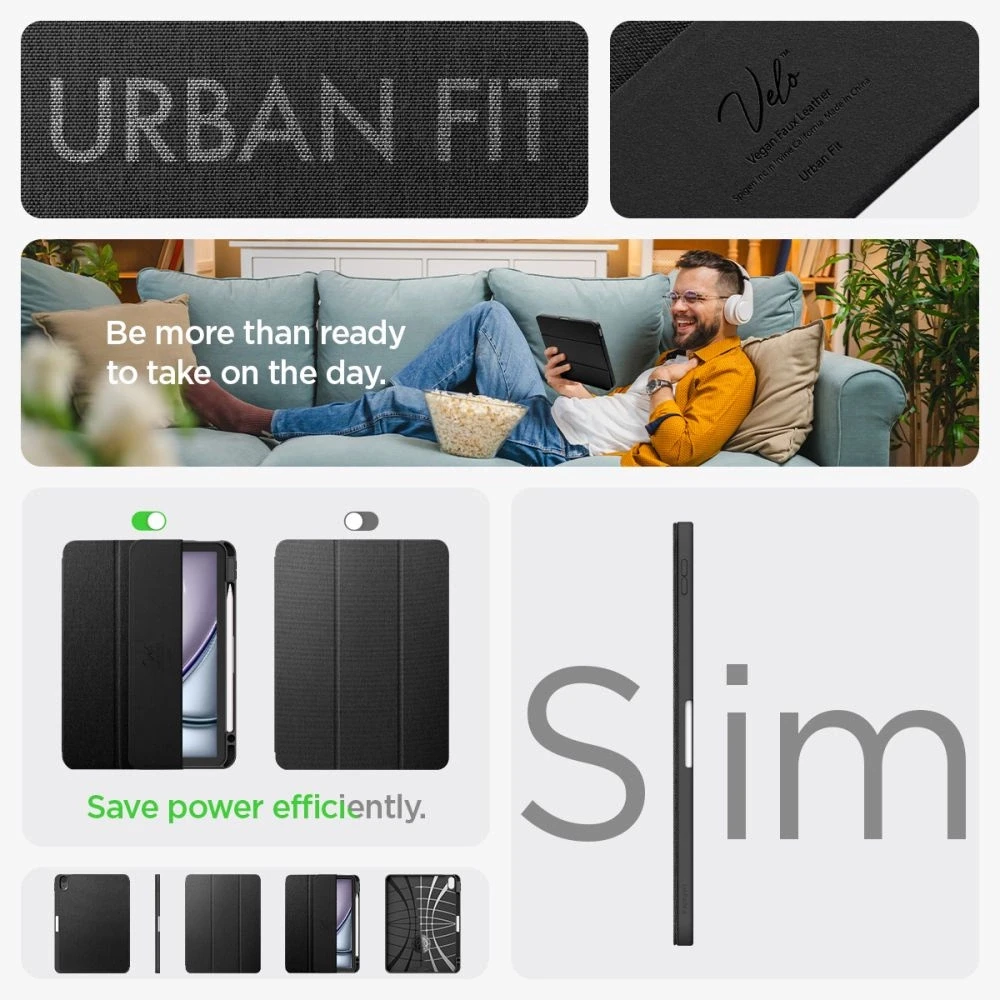 Apple iPad Air 10.9 (4gen / 5gen) / 11.00 (6gen) Spigen Urban Fit dėklas planšetiniam kompiuteriui juodos spalvos
