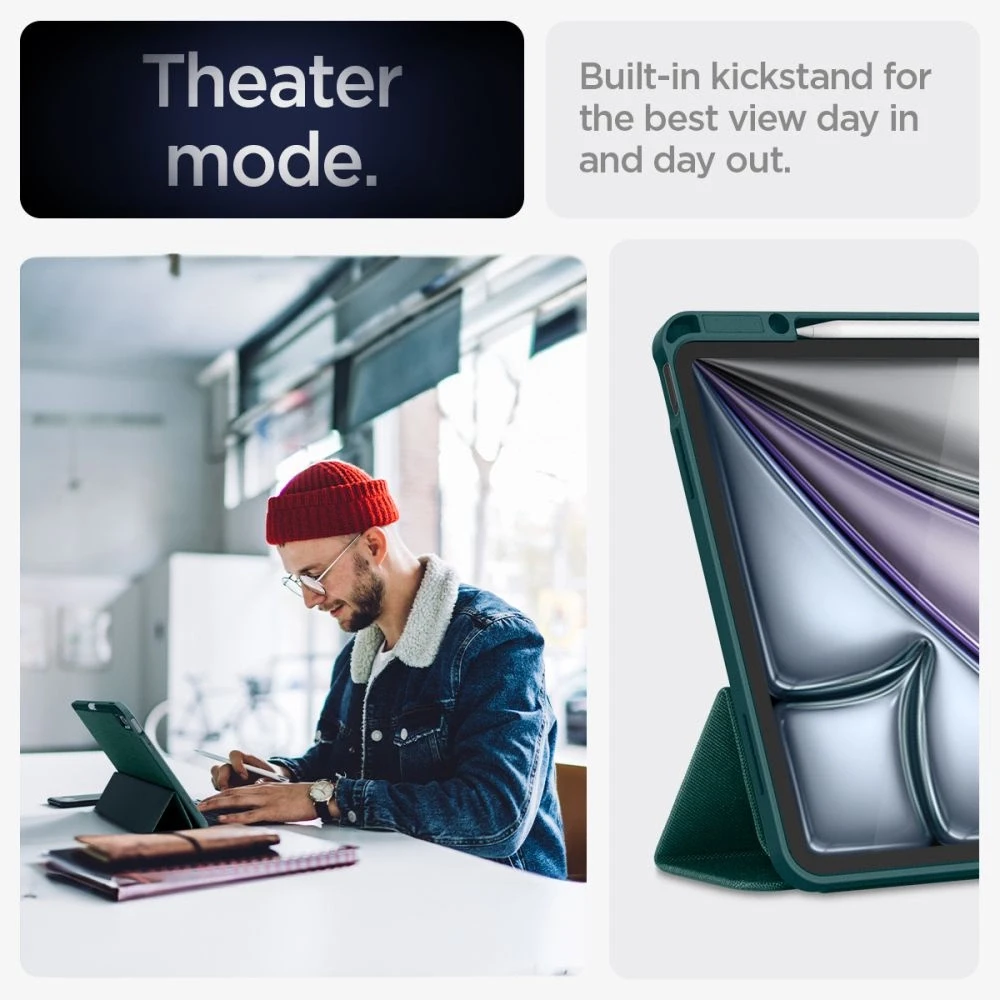 Spigen Urban Fit, midnight žalias – Apple iPad Air 13″ 2024/2025/2026