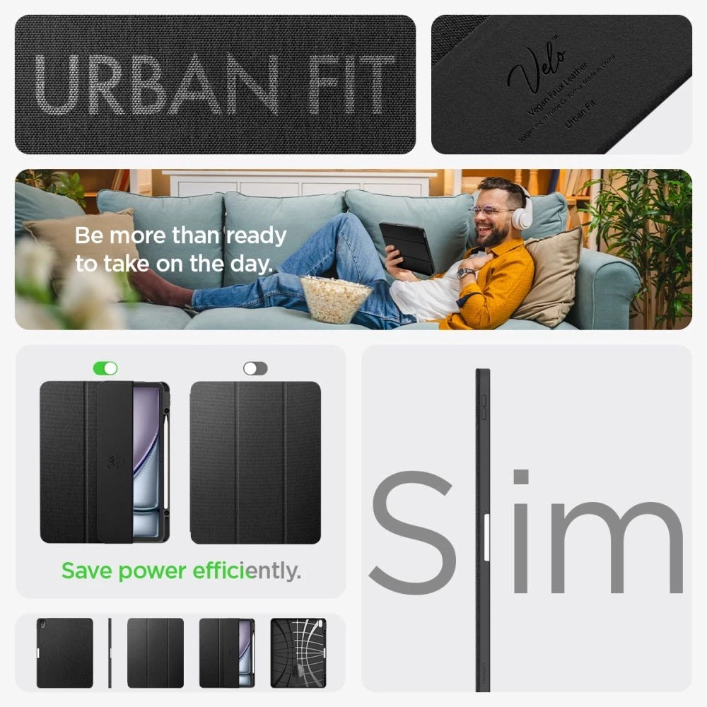 Spigen Urban Fit – dėklas skirtas Apple iPad Air 13 M3 2025 / M2 2024 Juodas