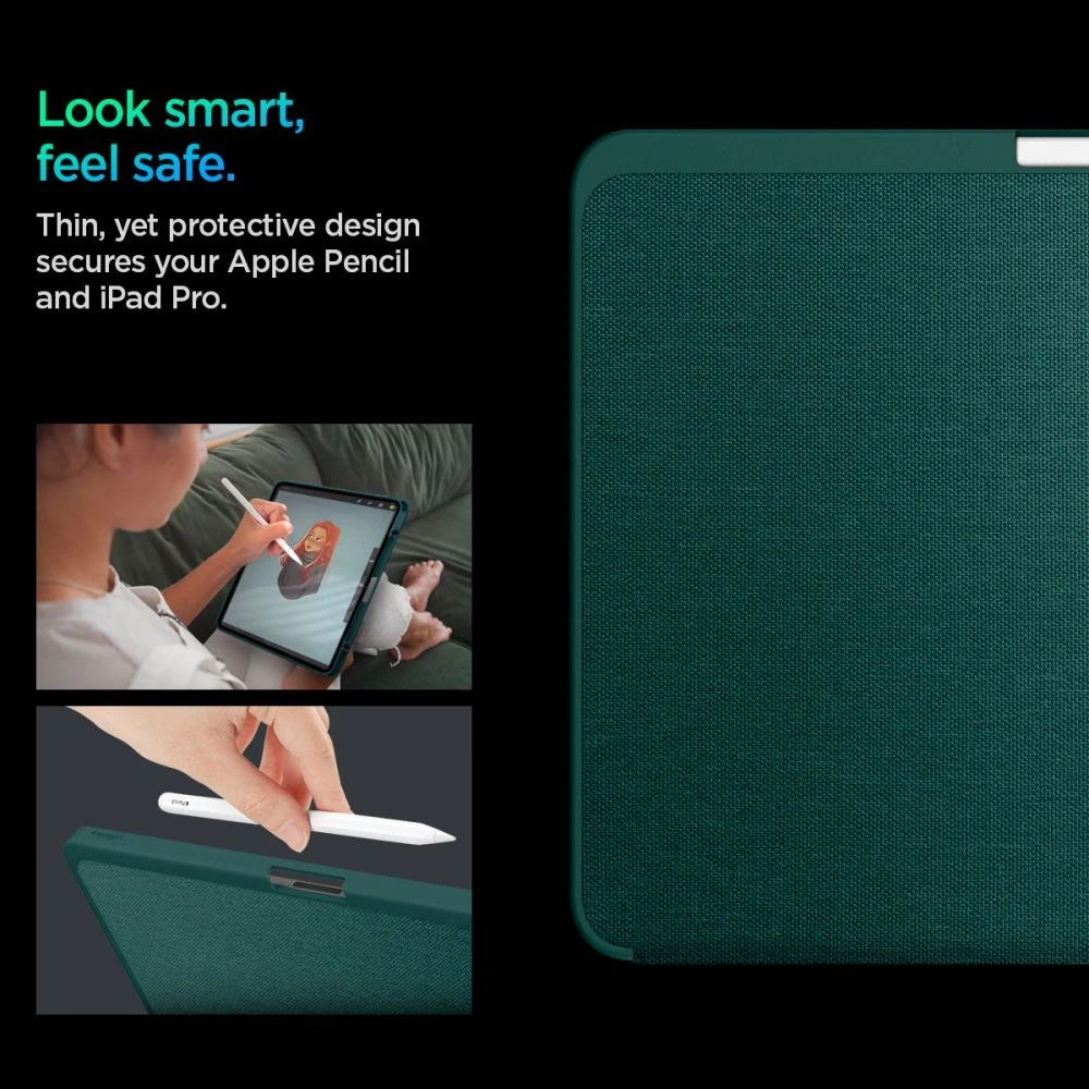 Spigen Urban Fit – dėklas skirtas Apple iPad Pro 13 M4, 2024 Midnight Žalias