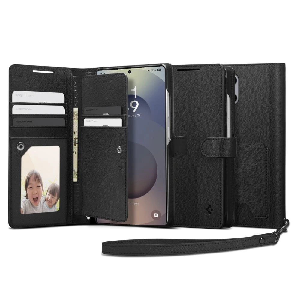 Spigen Wallet „S” Samsung Galaxy S25 Ultra dėklas telefonui juodos spalvos