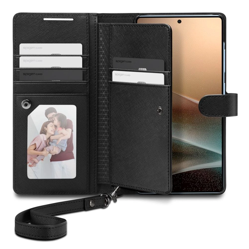 Spigen Wallet „S” Samsung Galaxy S25 Ultra dėklas telefonui juodos spalvos