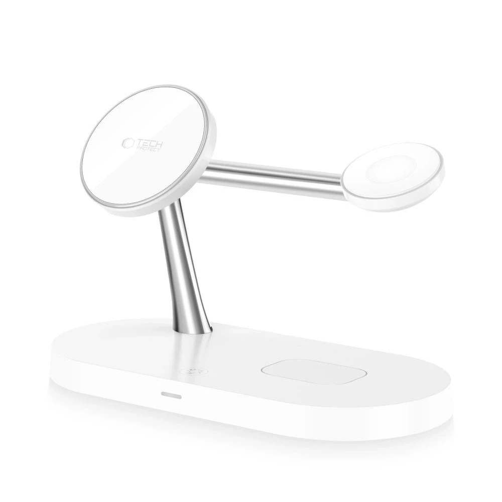 Belaidis įkroviklis 3in1 MagSafe Quick Charge Tech-Protect A12 baltos spalvos