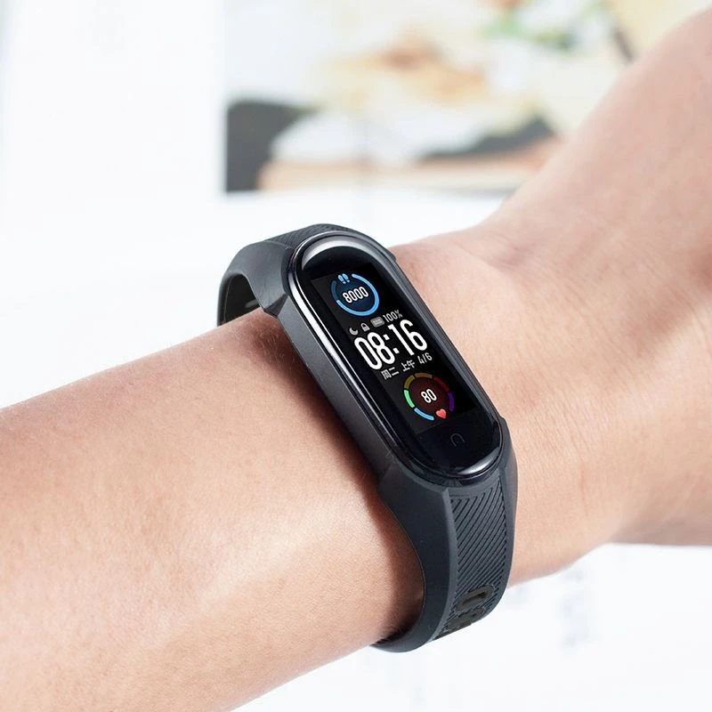 Išmaniosios apyrankės Xiaomi Mi Band 5/6/7 dirželis, Juodos spalvos