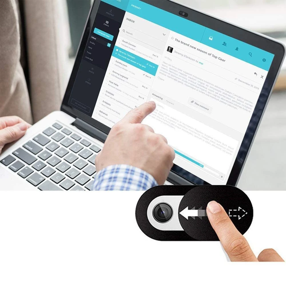 „Tech-Protect Cam Fit+“ 3 nešiojamojo kompiuterio kameros dėklų rinkinys – juodas