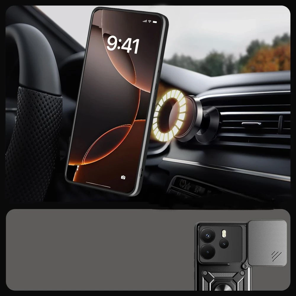 Tech-Protect CamShield Pro Dėklas skirtas Xiaomi Redmi Note 14 4G / LTE - Matte juodos spalvos