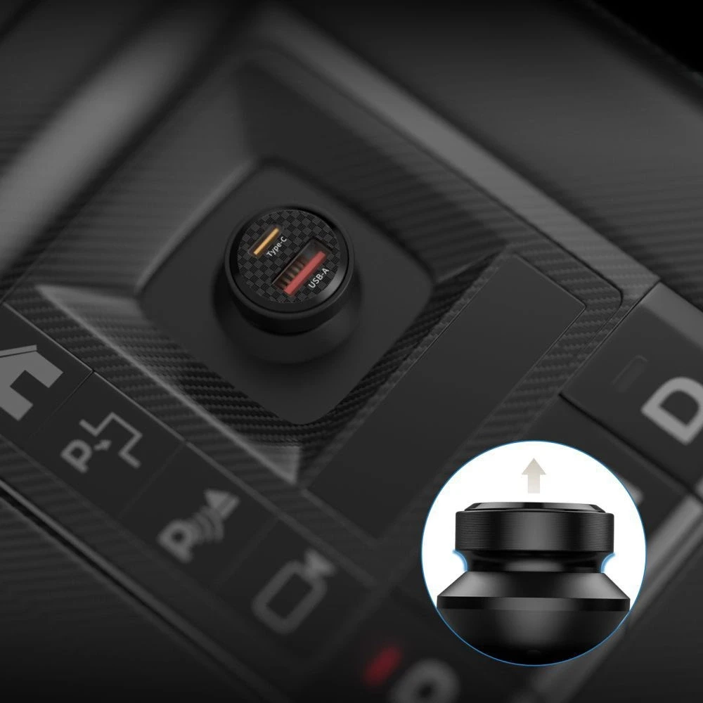 Automobilinis įkroviklis 45W USB-C PD + QC3.0 USB Tech-Protect CC45W juodos spalvos