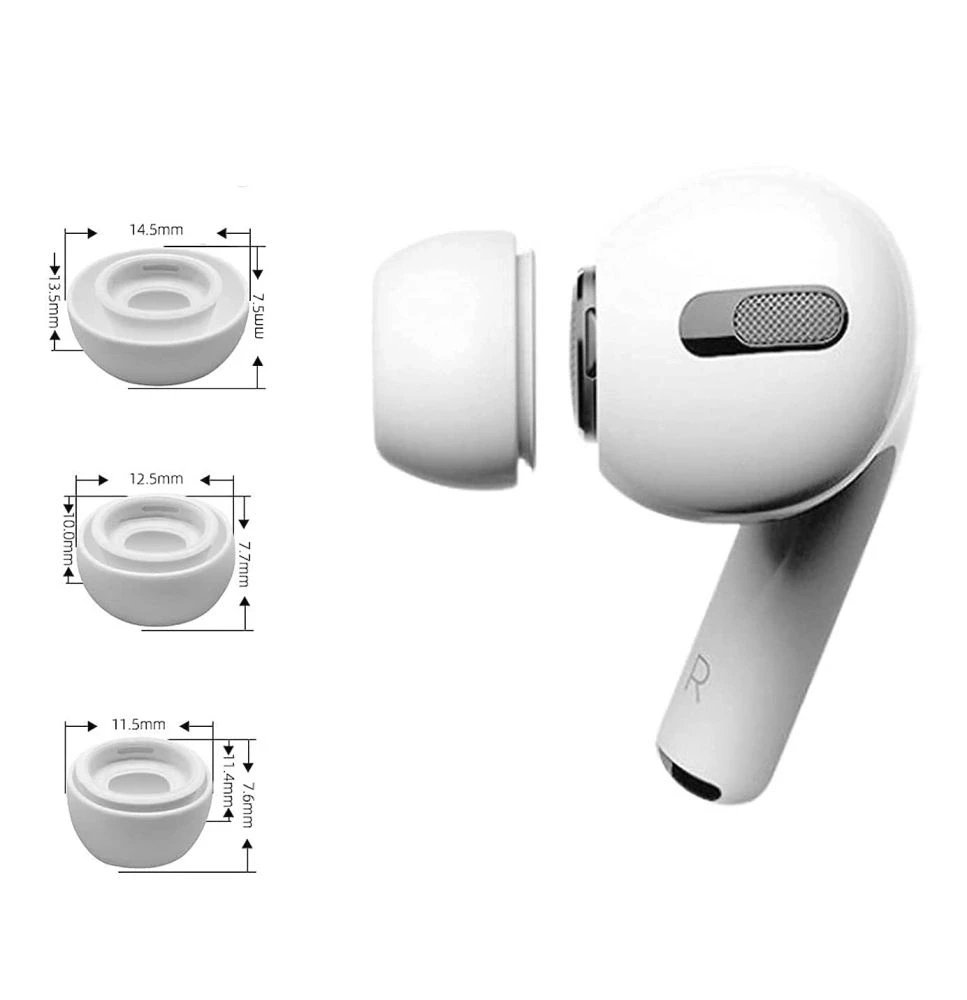 Ausinės Tech-Protect ausinių pagalvėlės AirPods Pro 1 / 2, dydžiai S / M / L – baltos spalvos (3 vnt.)