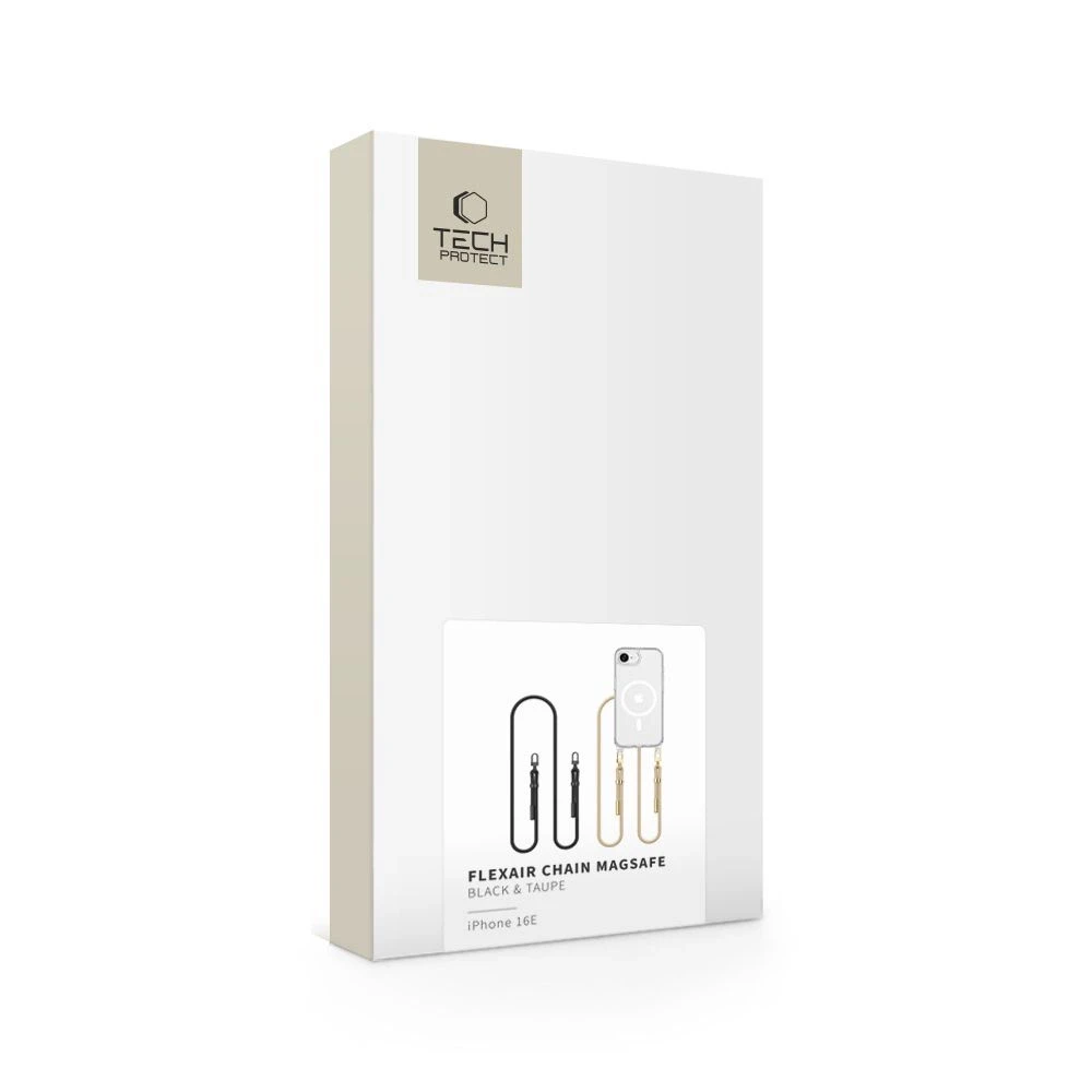 Dėklas Tech-Protect FlexAir Chain MagSafe Case for iPhone 16e / 17e - Juodas and rusvai gelsvas