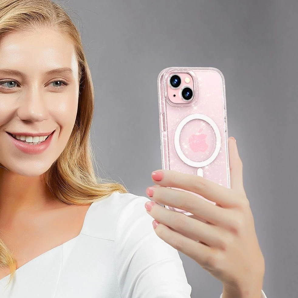 Apple iPhone 15 Tech-Protect FlexAir Hybrid MagSafe Glitter dėklas telefonui skaidrus