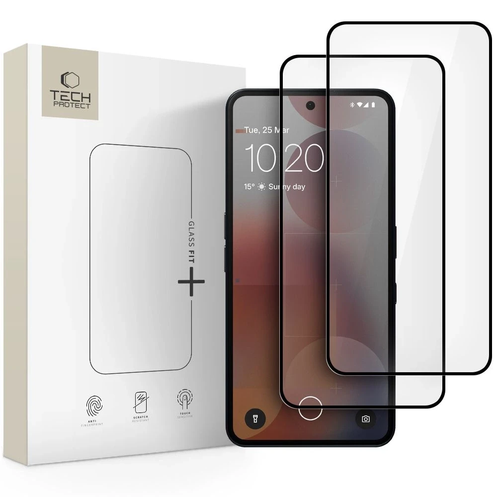 LCD apsauginis stikliukas Tech-Protect Glass Fit+ 2 vnt. Nothing Phone 3a/3a Pro juodas