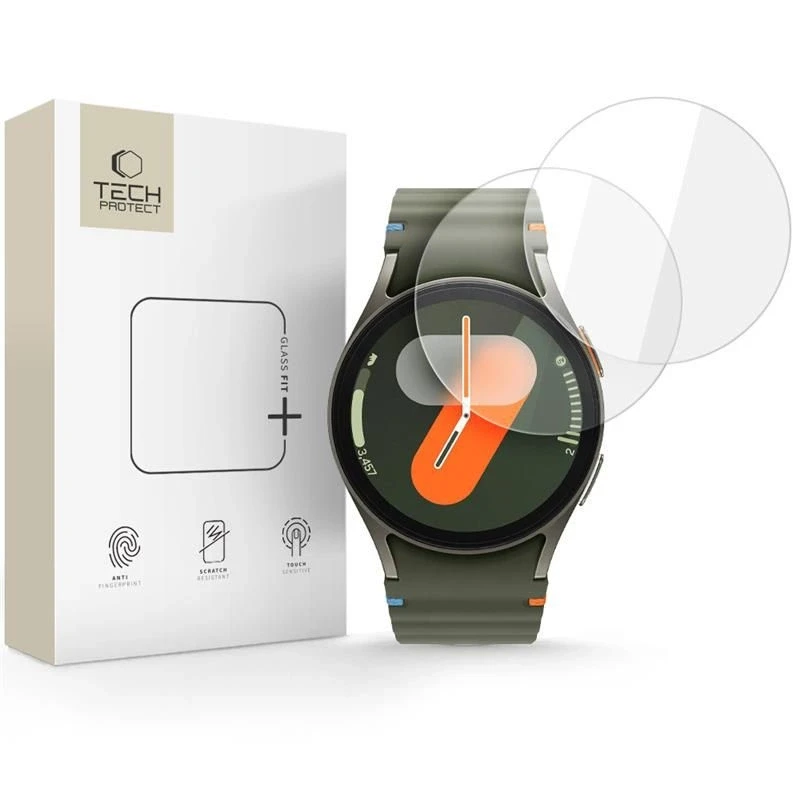 Apsauginis grūdintas stiklas Samsung Galaxy Watch 4 / 5 / 6 / 7 / FE (40 mm) laikrodžiui "Tech-Protect Glass Fit+ 2 vnt."