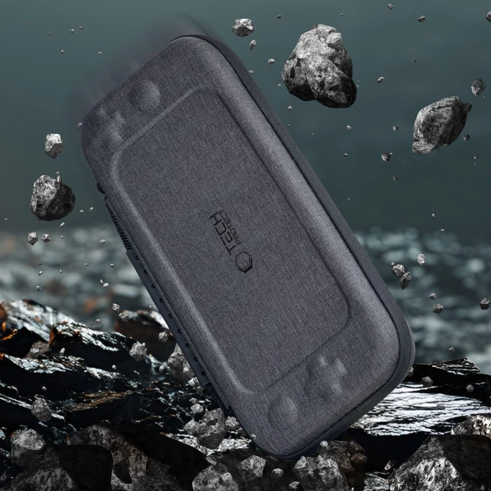 Pilkas dėklas Nintendo Switch 2 žaidimų kompiuteriui „Tech-Protect Hardpouch”