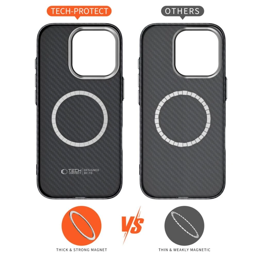 Dėklas TECH-PROTECT ION CARBON MAGSAFE GALAXY S25 ULTRA Juodas/Sidabrinis