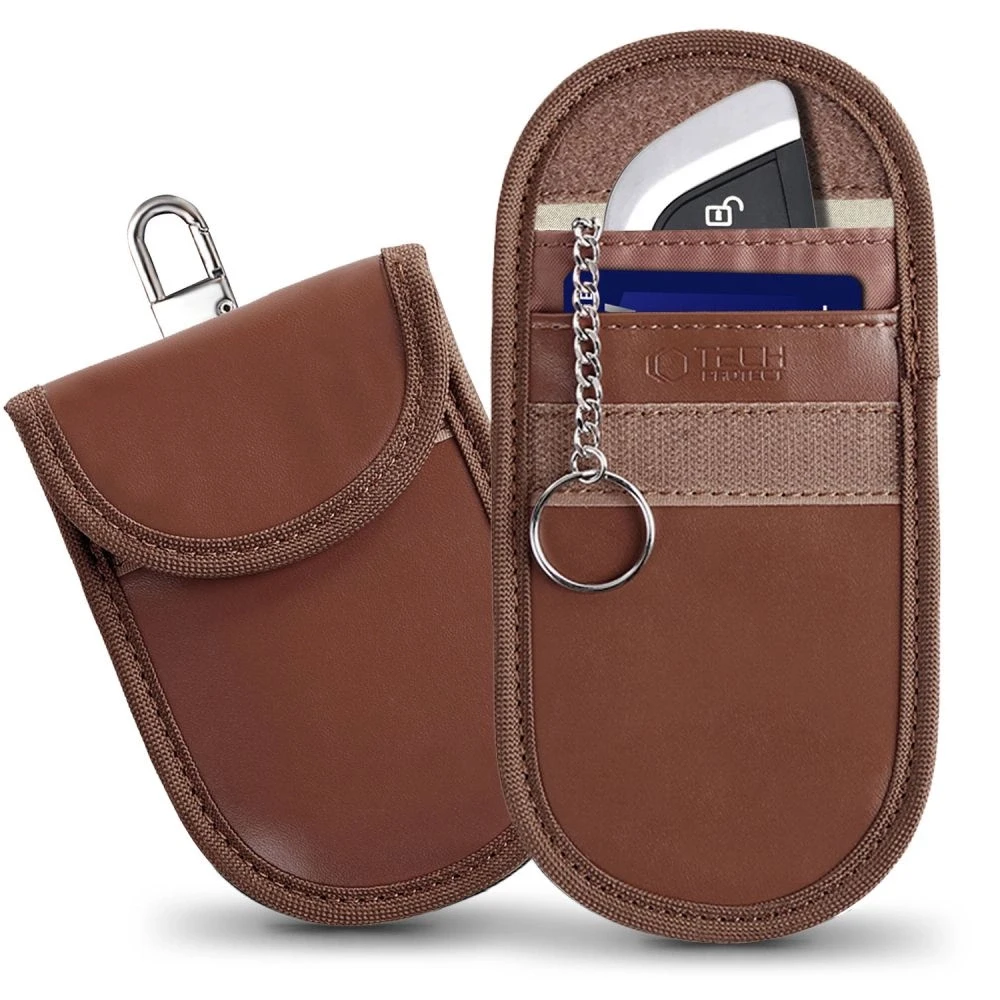 Tech-Protect KLR100 RFID Blocking Car Key – dėklas rudos spalvos