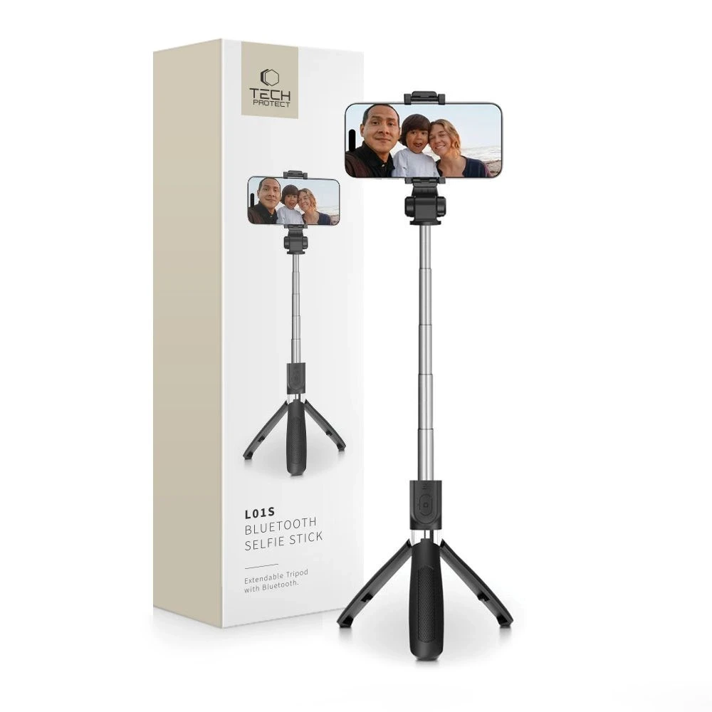 TECH-PROTECT L01S BLUETOOTH SELFIE STICK TRIPOD Juodas