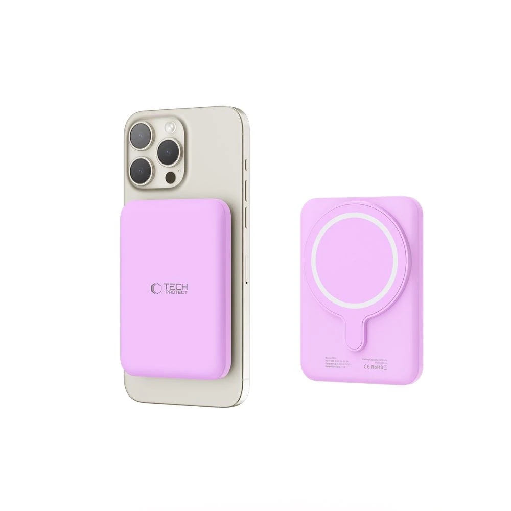 Tech-Protect LifeMag MagSafe PB10 5000mAh Power Bank – rožinės spalvos